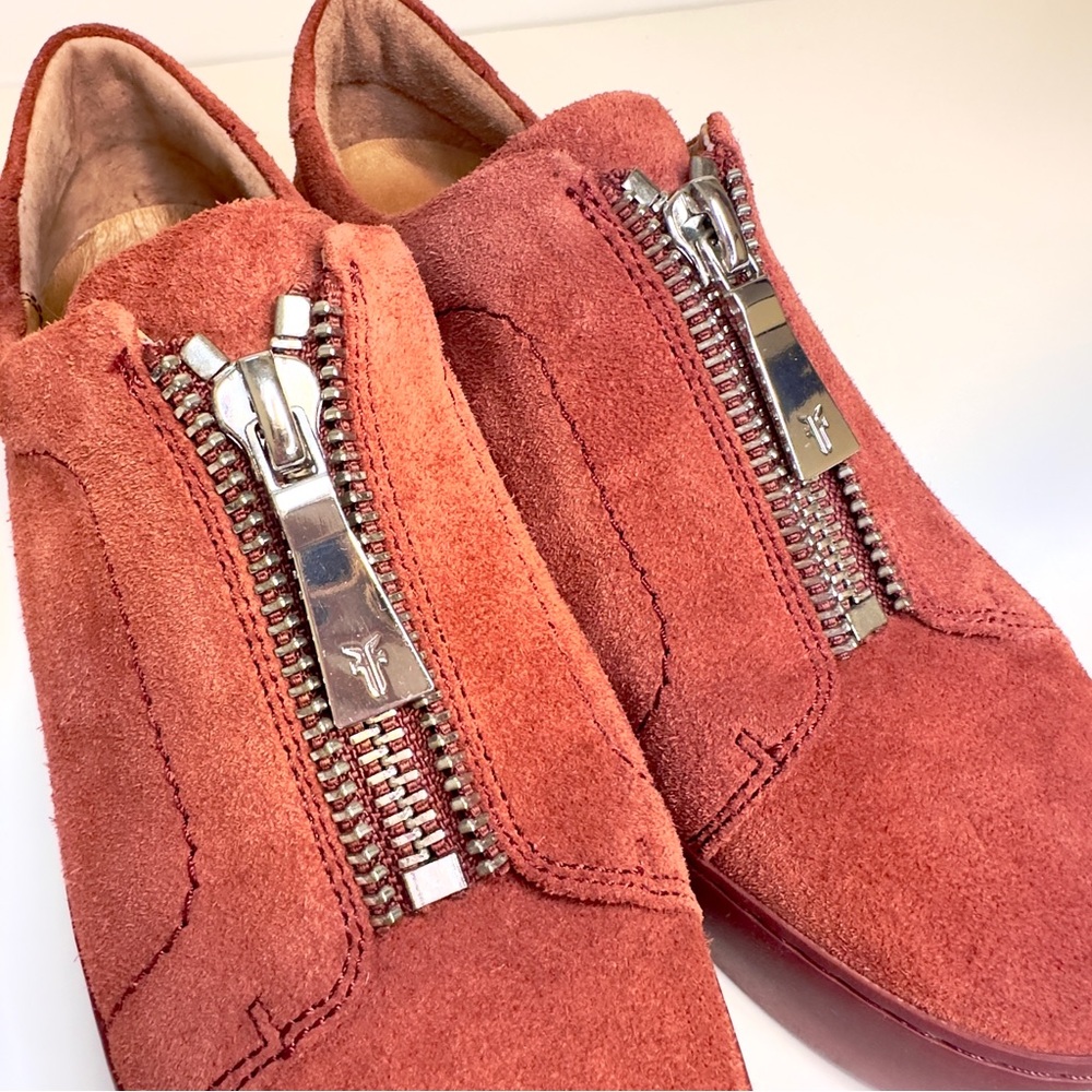 New! Frye Lena Zip Low Sneakers – Women’s Size 8M, Red Suede - Picture 10 of 16